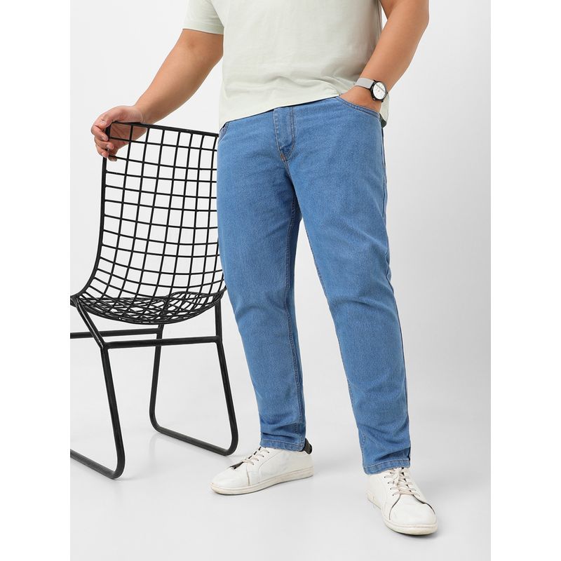 Urbano Plus Men's Light Blue Regular Fit Solid Jeans Stretchable (42)