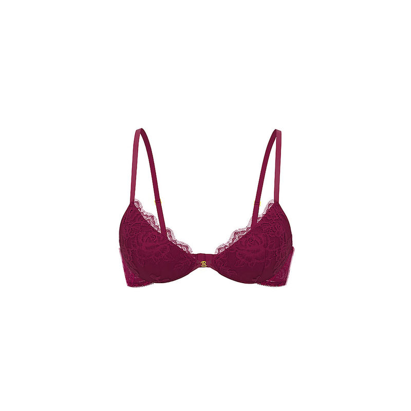 Victoria's Secret Very Sexy Rose Lace Lightly Lined Plunge Demi Bra (32DD)