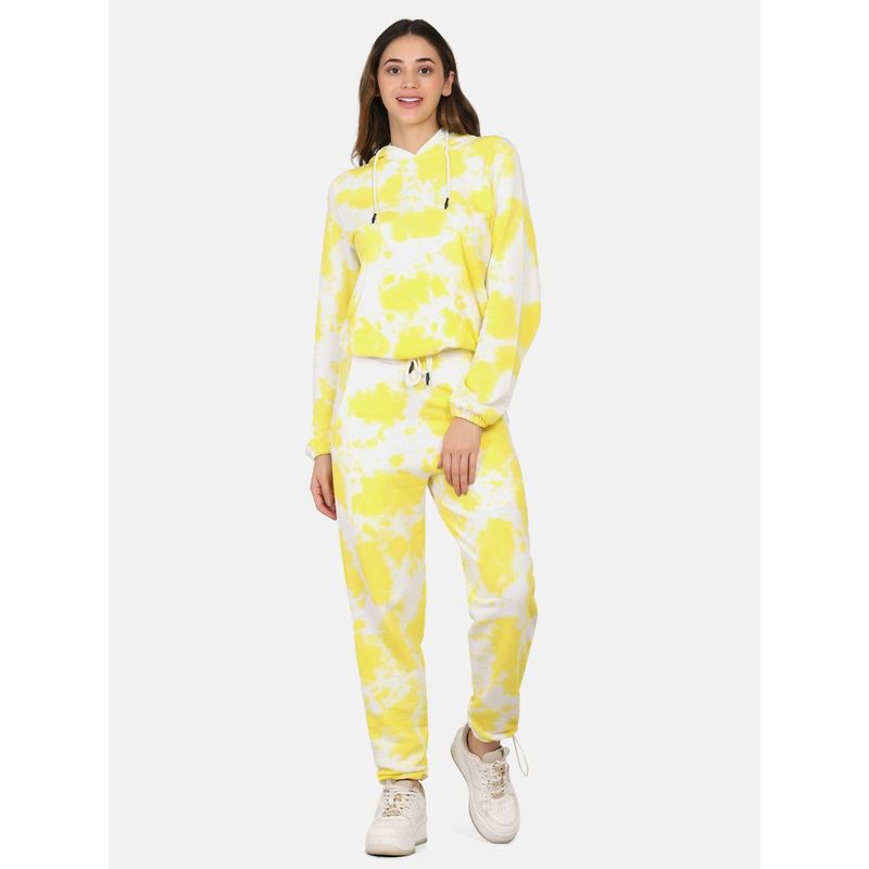 Aesthetic Bodies Women Tie-Dye Hoodie Co-Ord's Yellow and White (36)