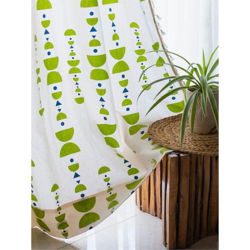 Urban Space Door Curtains with Eyelets & Tieback 1 Piece Domes Lime Green (7x4 feet)