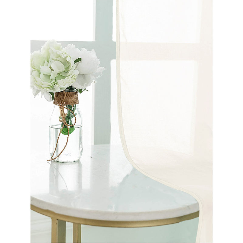 Urban Space Sheer Curtain for Window with Eyelets & Tieback-Butter Cream (Set of 2) (4X5 Feet)