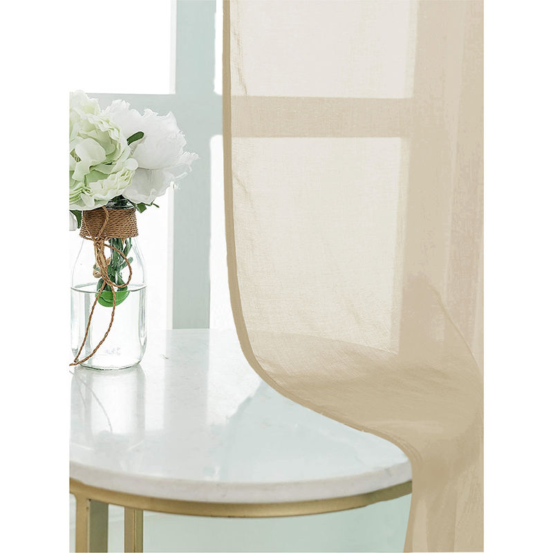 Urban Space Sheer Curtain for Window with Eyelets & Tieback-Taupe (Set of 2) (4X5 Feet)