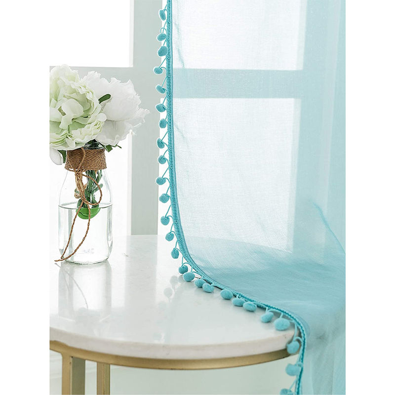 Urban Space Sheer Curtain for Window Eyelets & Tieback-Aqua Blue (Set of 2) (4X5 Feet)