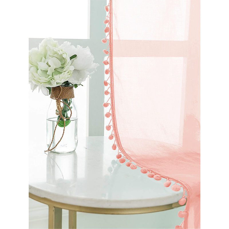 Urban Space Sheer Curtain for Window Eyelets & Tieback-Blush Pink (Set of 2) (4X5 Feet)