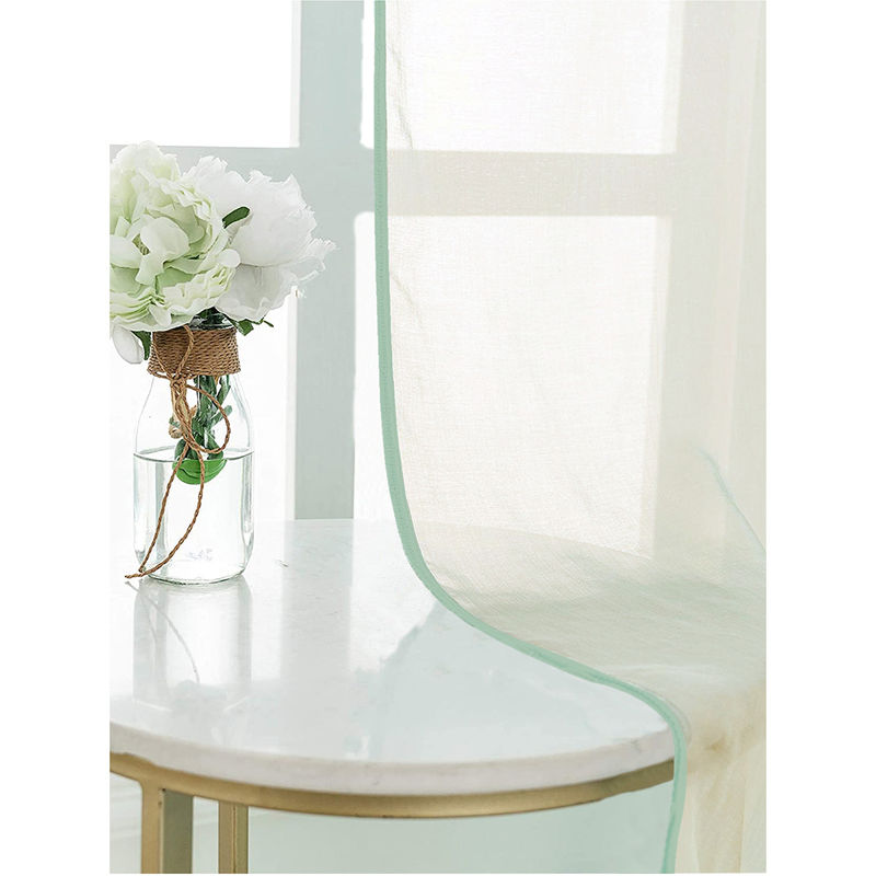 Urban Space Sheer Curtain for Window with Eyelets & Tieback-Mint Green (Set of 2) (4X5 Feet)