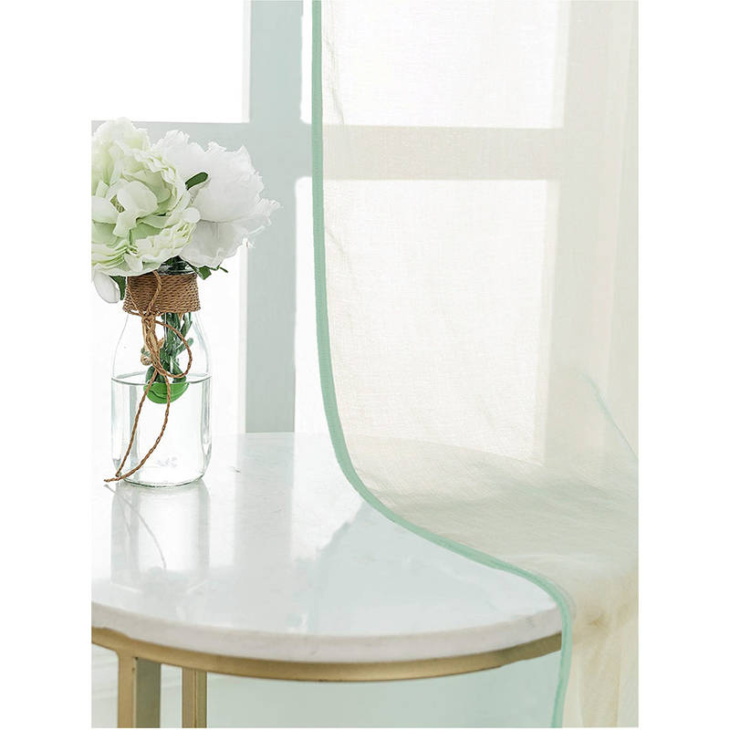 Urban Space Sheer Curtain for Long Door with Eyelets & Tieback-Mint Green (Set of 2) (4X8 Feet)