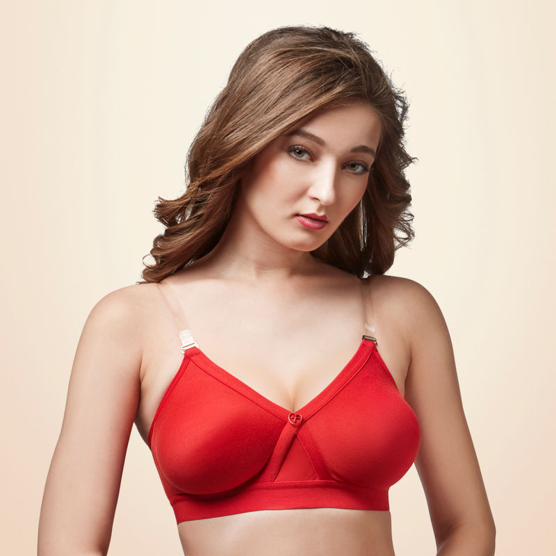 Buy Trylo Alpa Stp Moulded Non-padded Double Layered T Shirt Bra, Full  Coverage Bra - Red Online