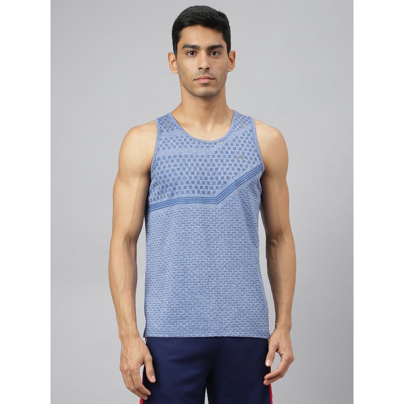 Alcis Men Blue Heather Anti Static Slim Fit Distance Running Singlet T-Shirt (M)