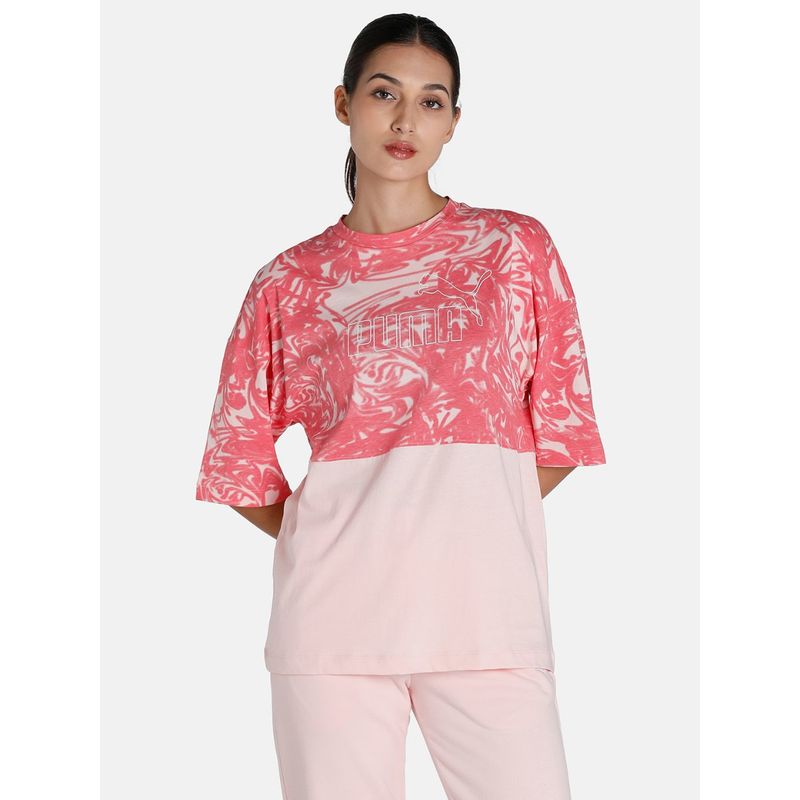 Puma Power Colorblock Summer Womens Pink T-Shirt (XL)