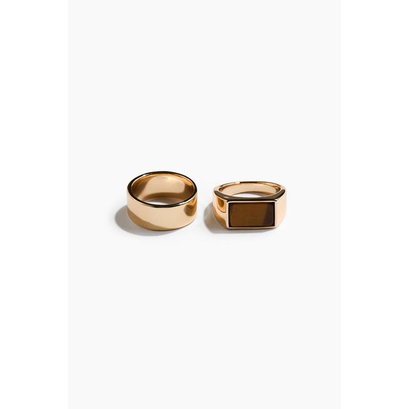 H&M Men Gold 2-Pack Rings (S/M)
