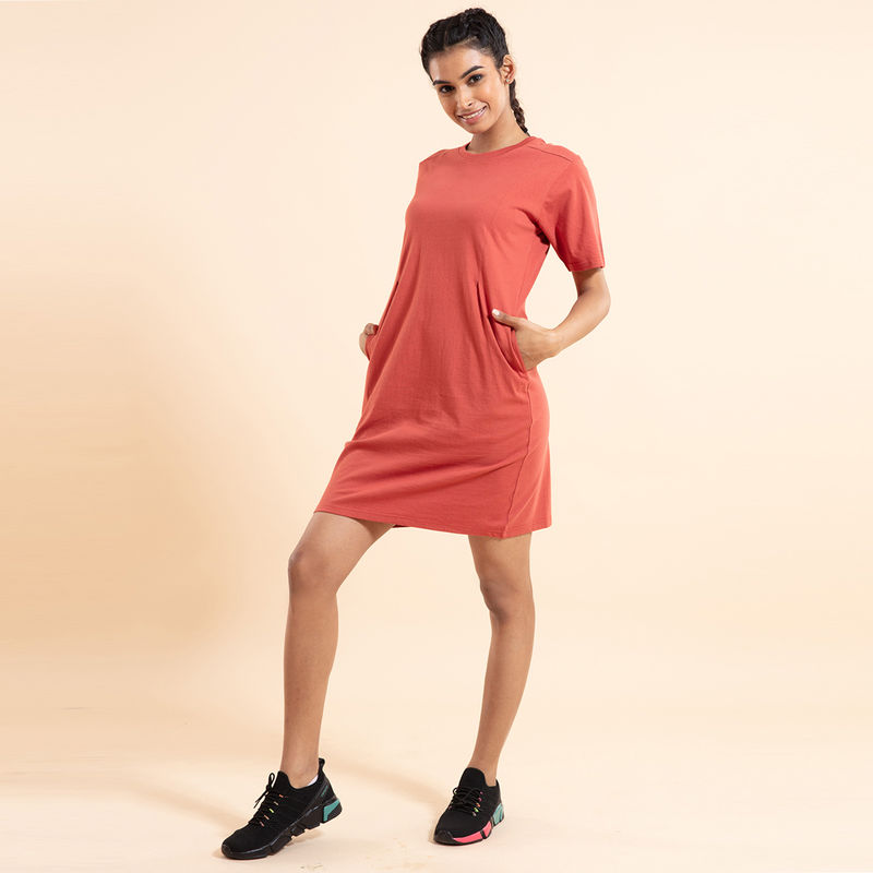 Nykd All Day Heart on my sleeve dress- NYLE102 Hot Sauce (S)