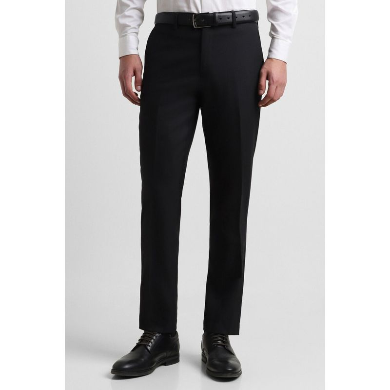 Allen Solly Men Black Slim Fit Solid Formal Trousers (32)