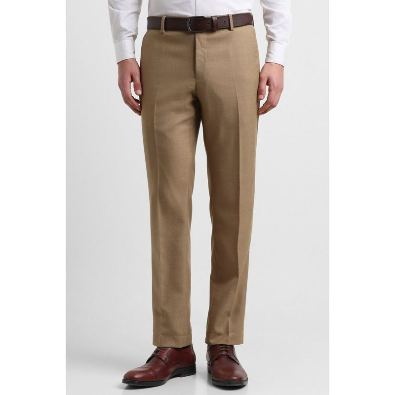 Allen Solly Men Khaki Slim Fit Solid Formal Trousers (38)