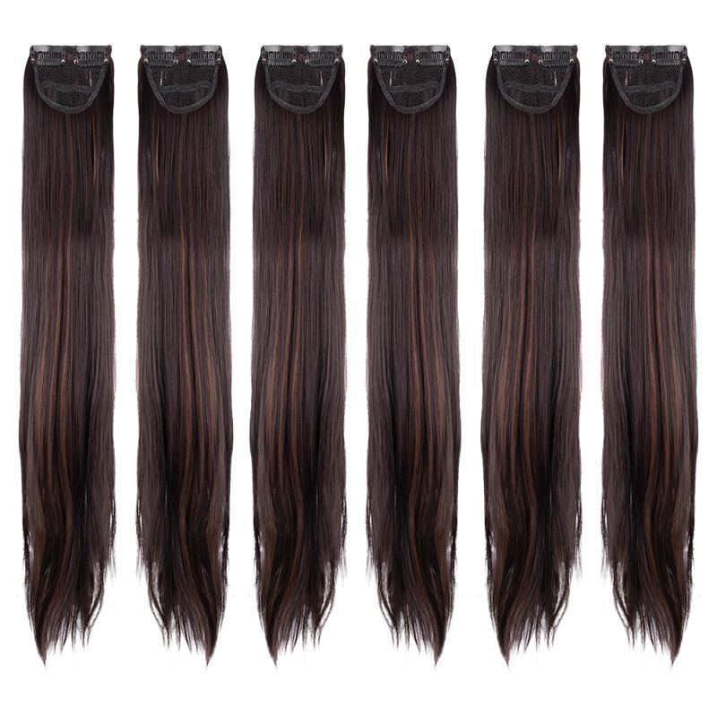 Milano Treasures Clip-In Side Patches - Dark Brown With Copper Highlights (Pack Of 6)