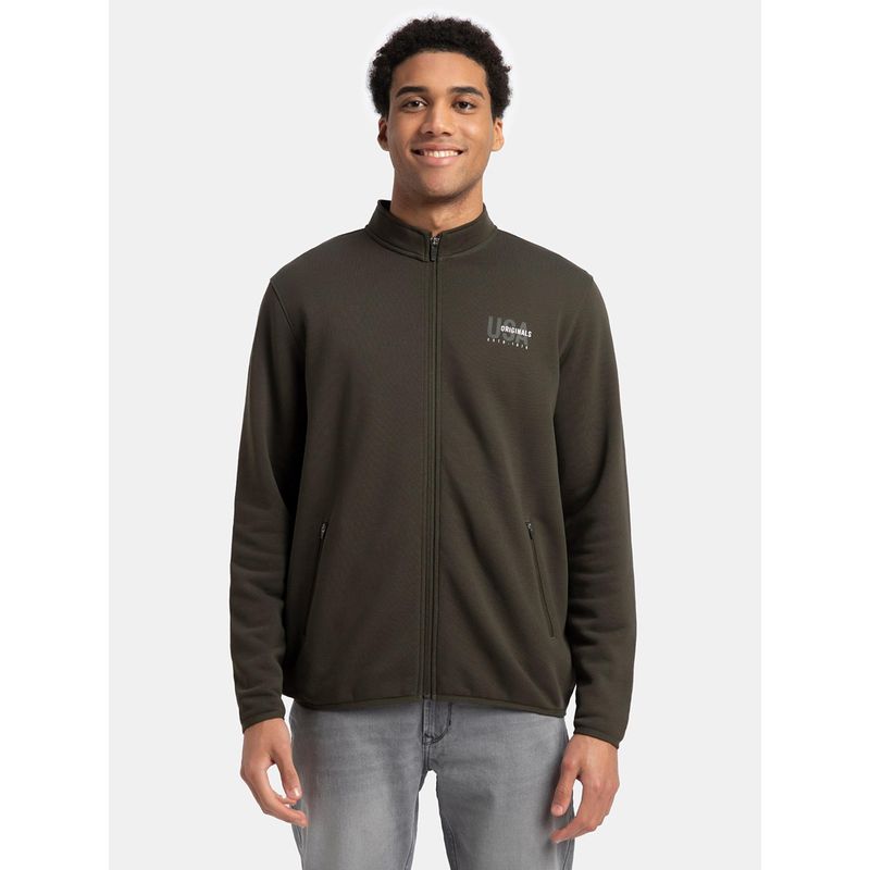 Jockey UM55 Men Super Combed Cotton Rich Fleece Jacket - Olive (L)