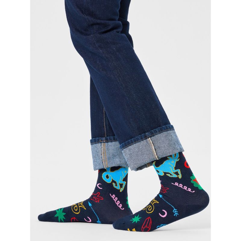 Happy Socks Unisex Navy Blue Capricorn Socks (L)