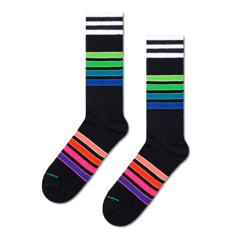 Happy Socks Unisex Black Street Stripe Sneaker Socks (L)
