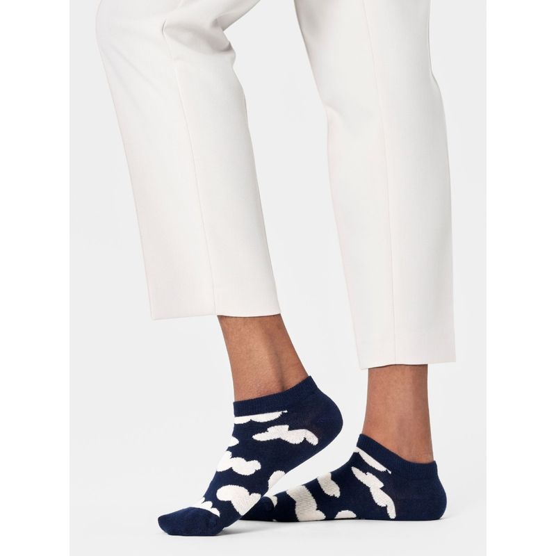 Happy Socks Unisex Navy Blue Cloudy Low Socks (M)