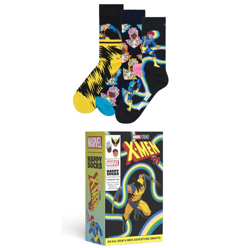Happy Socks Unisex Multi-Color MARVEL X-Men Socks (Pack of 3) (M)