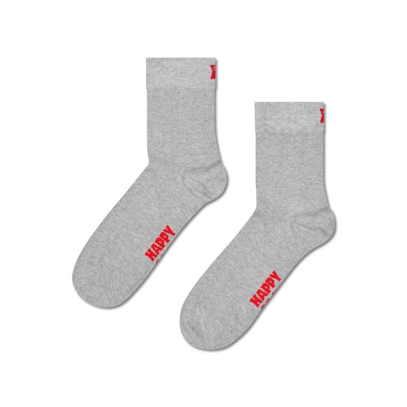 Happy Socks Unisex Grey Solid 1/2 Crew Socks (M)