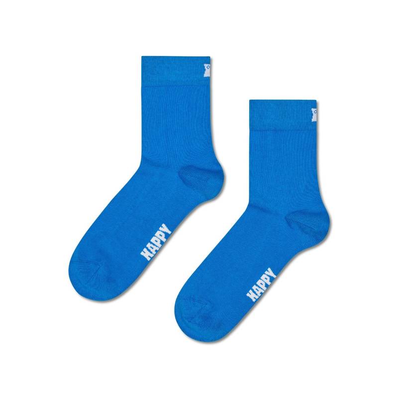 Happy Socks Unisex Blue Solid 1/2 Crew Socks (M)