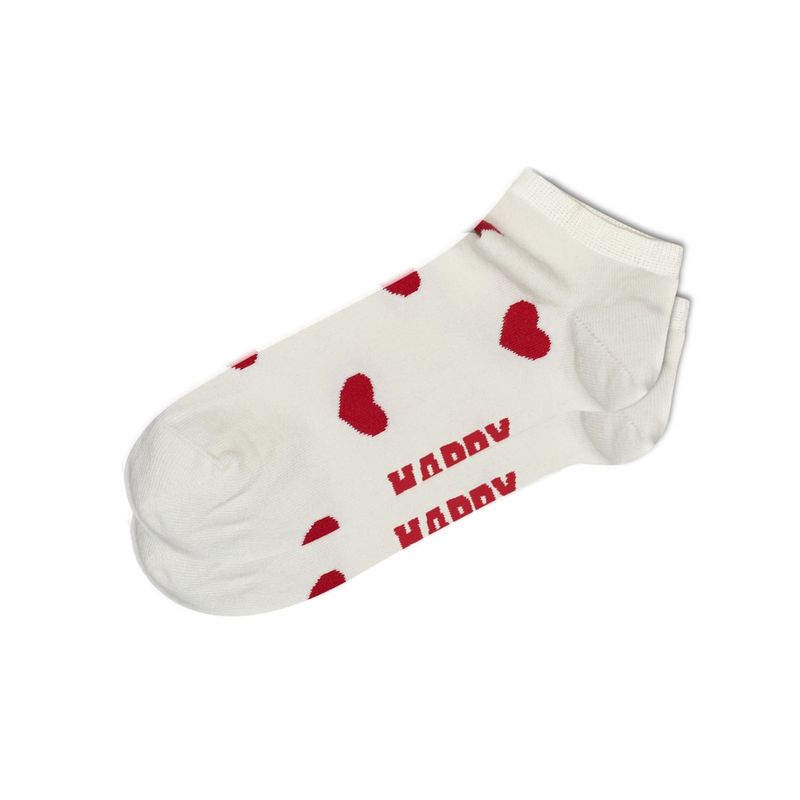 Happy Socks Unisex White Heart low Socks (M)