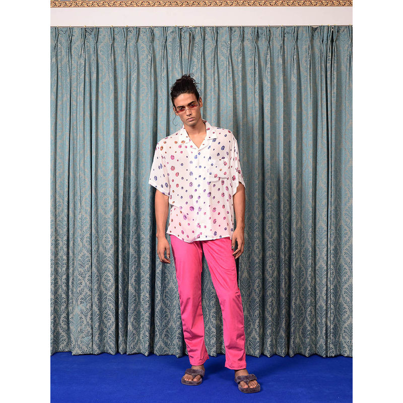 KOYTOY BY KYHAAN Bandhani White Floral Printed Shirt (S)