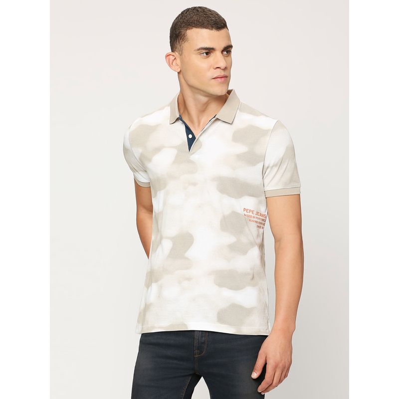 Pepe Jeans Jack All Over Printed White Polo T-Shirt (M)