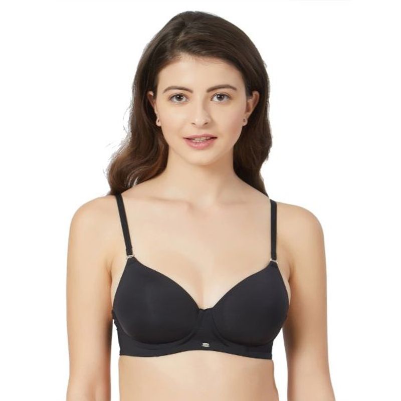 SOIE Semi Covered Padded Non-Wired Bra - Black (38C)