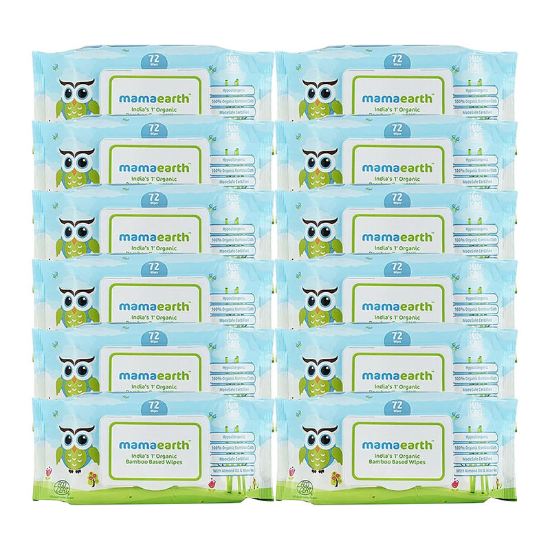 Mamaearth India's First Organic Bamboo Based Baby Wipes - Pack Of 12