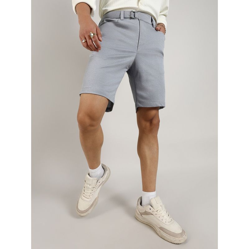 Campus Sutra Men's Moon Grey Solid Tailored Shorts (34)