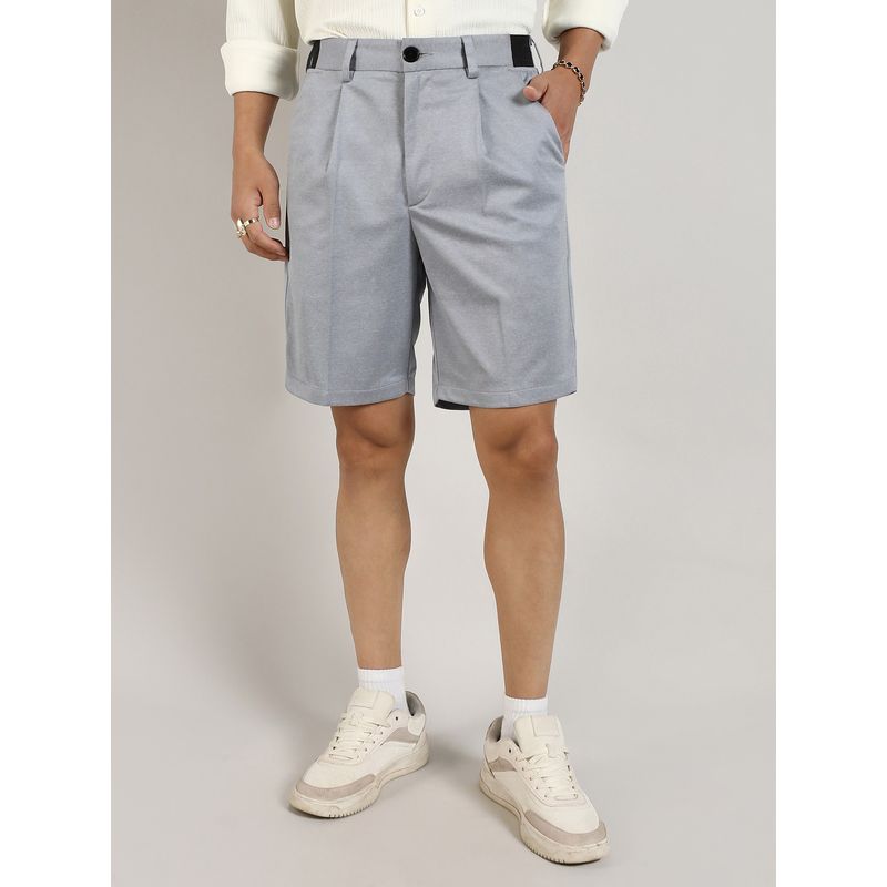 Campus Sutra Men's Moon Grey Tailored Straight-Fit Shorts (30)