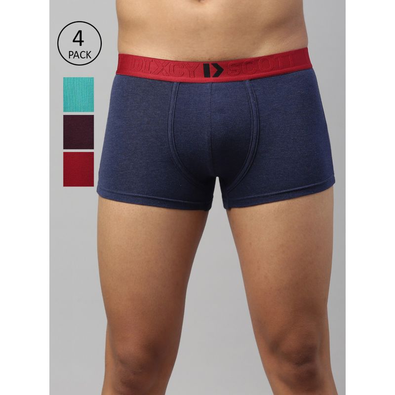 Dixcy Scott Mens Cotton Spandex with Anti Microbial Finish Trunk - MultiColor (Pack of 4) (L)
