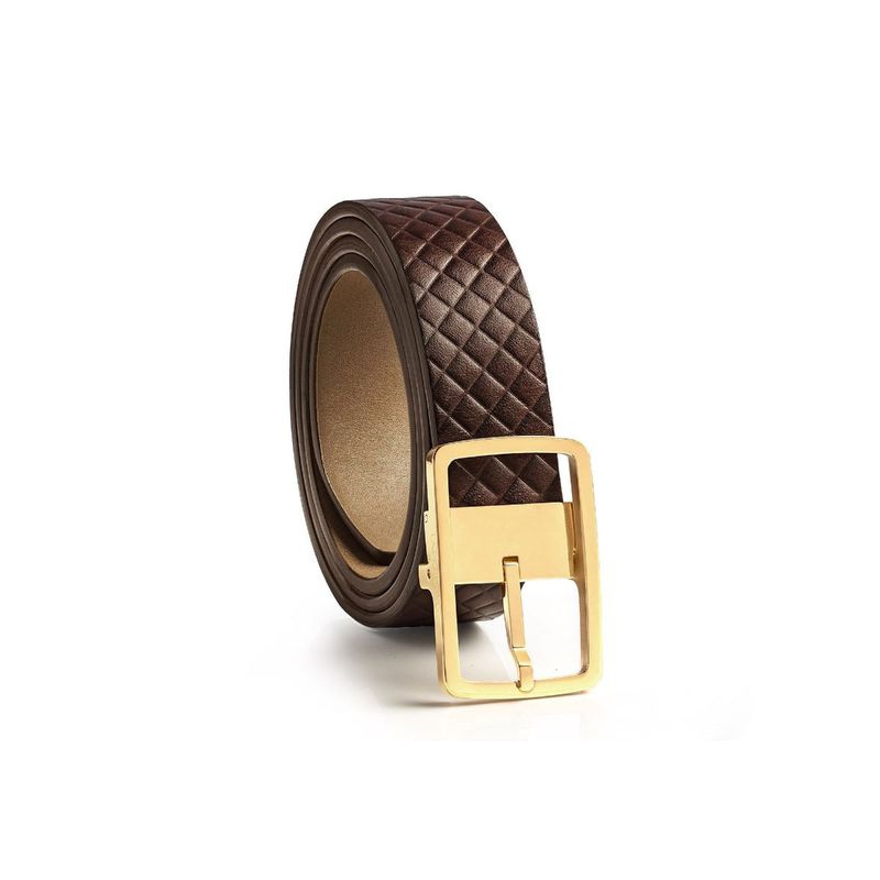 Lapis Bard Brown Wellington Gold 30mm Buckle With Leather Embossed Belt (40) (40)
