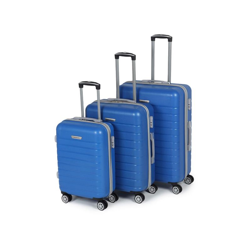 Buy Teakwood Unisex Blue Textured Hard Sided Cabin Size Trolley Bag Online