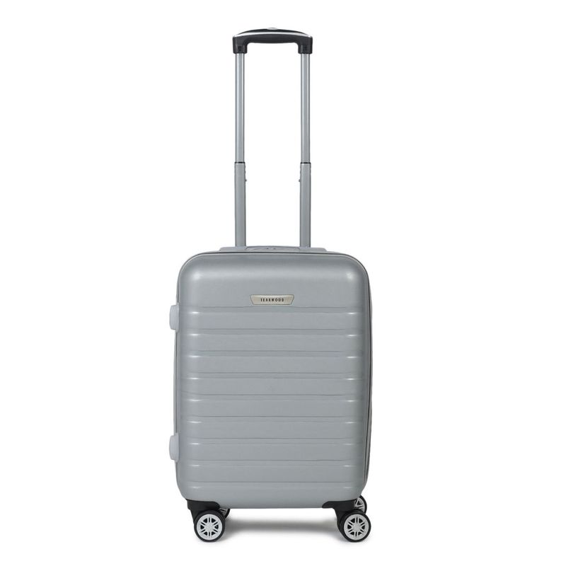 Buy Teakwood Unisex Silver Textured Hard Sided Cabin Size Trolley Bag ...
