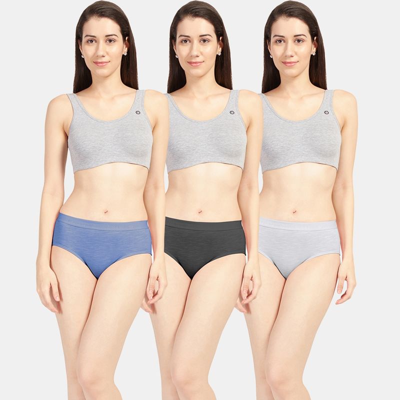 Sonari 3101 Womens Cotton Spandex Cool Fashion Hipster Panties - Multi-Color (Pack of 3) (M)