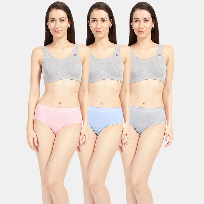 Sonari 3101 Womens Cotton Spandex Cool Fashion Hipster Panties - Multi-Color (Pack of 3) (M)