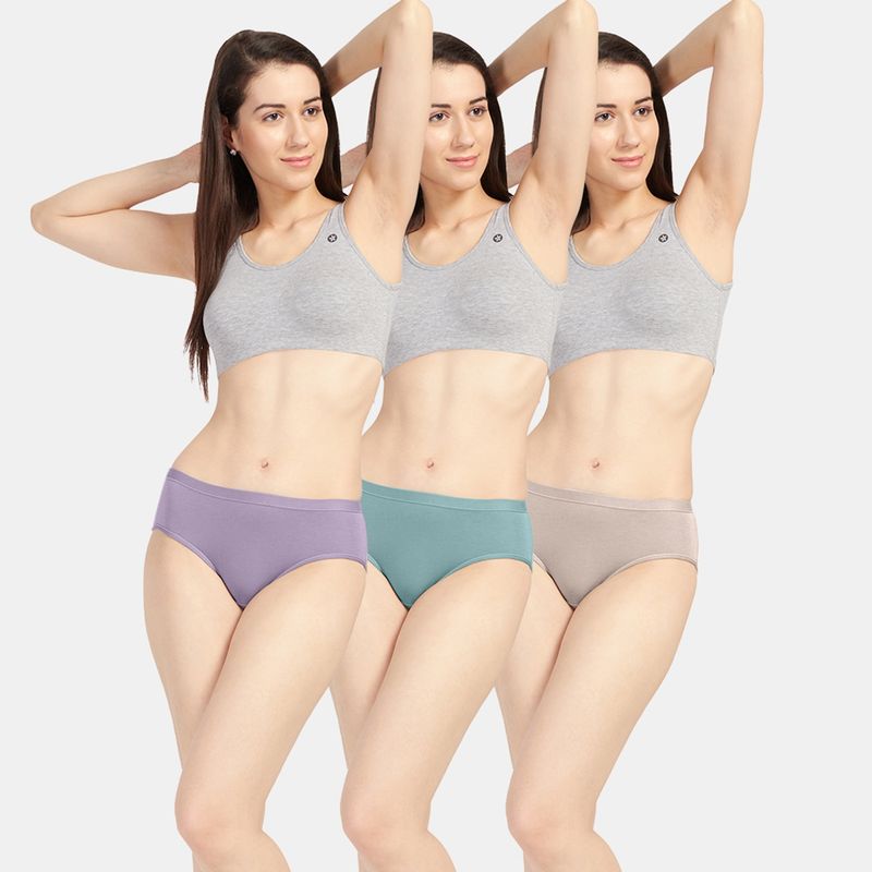 Sonari 3110 Womens Modal Spandex Ultra Soft Panties - Multi-Color (Pack of 3) (L)