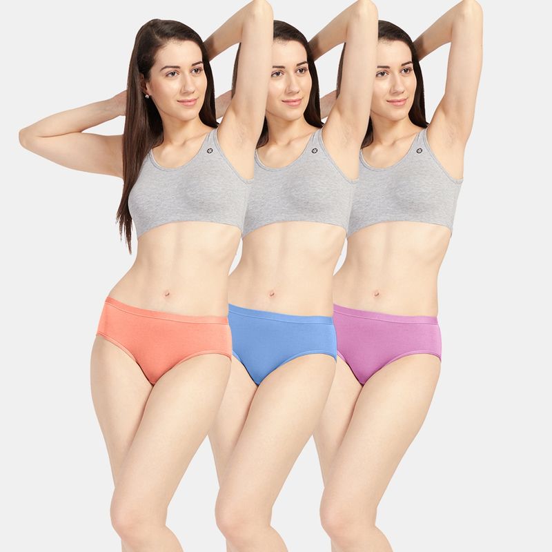 Sonari 3110 Womens Modal Spandex Ultra Soft Panties - Multi-Color (Pack of 3) (L)