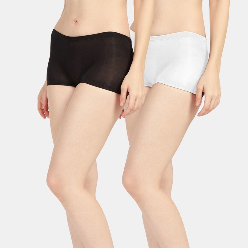 Sonari Bree Womens Cotton Spandex Boyshorts Panties - Multi-Color (Pack of 2) (M)