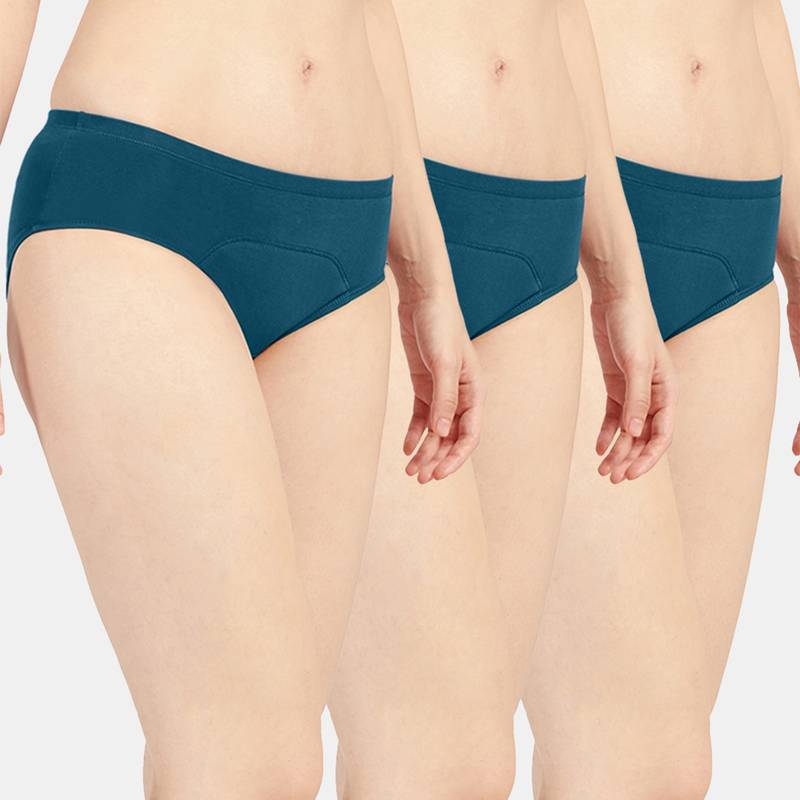 Sonari Sara Period Panties Menstrual Heavy Flow Underwear Leakproof Hipster - Teal (Pack of 3) (L)
