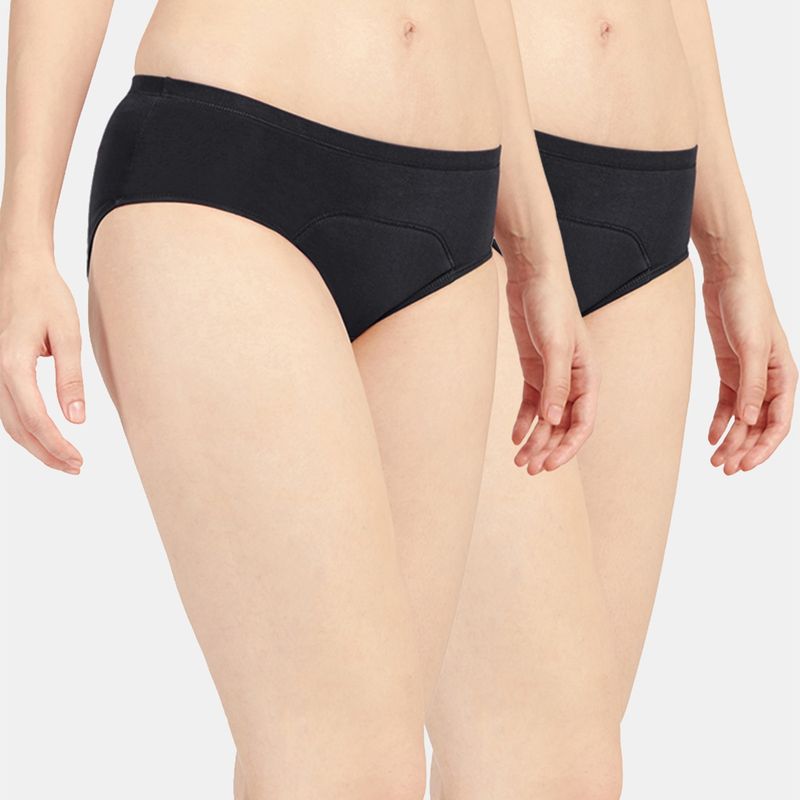 Sonari Sara Period Panties Menstrual Heavy Flow Underwear Leakproof Hipster-Black (Pack of 2) (S)