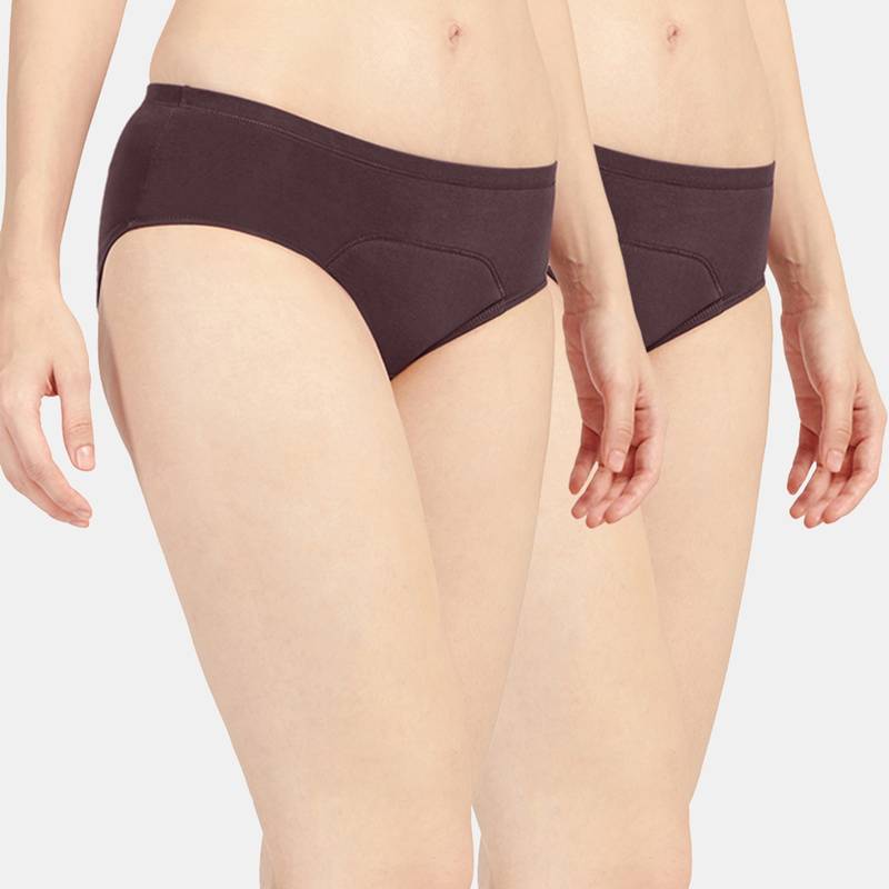 Sonari Sara Period Panties Menstrual Heavy Flow Underwear Leakproof Hipster - Brown (Pack of 2) (XL)