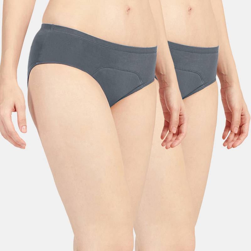 Sonari Sara Period Panties Menstrual Heavy Flow Underwear Leakproof Hipster - Grey (Pack of 2) (2XL)