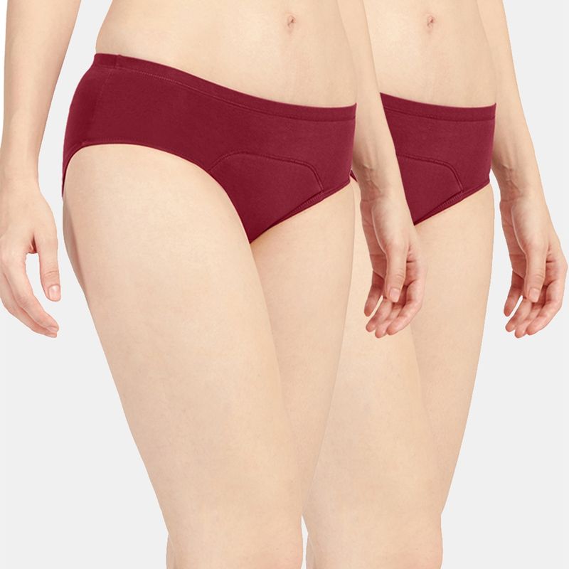 Sonari Sara Period Panties Menstrual Heavy Flow Underwear Leakproof Hipster - Maroon (Pack of 2) (L)