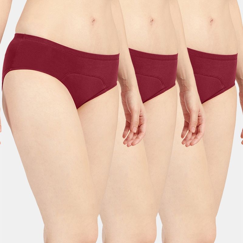 Sonari Sara Period Panties Menstrual Heavy Flow Underwear Leakproof Hipster - Maroon (Pack of 3) (S)