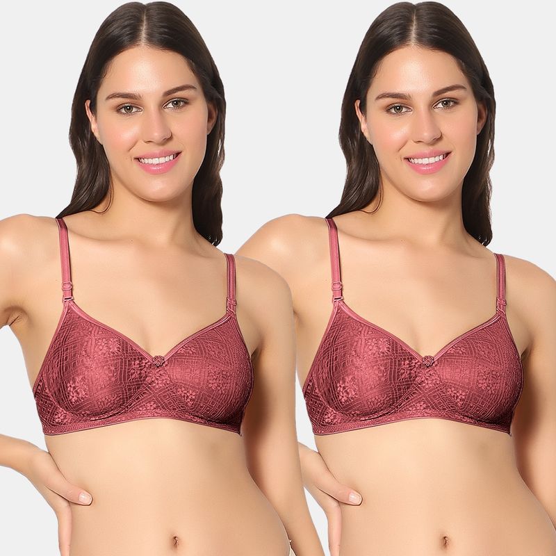 Sonari Scotch Womens Padded Net Bra - Mauve (Pack of 2) (30C)