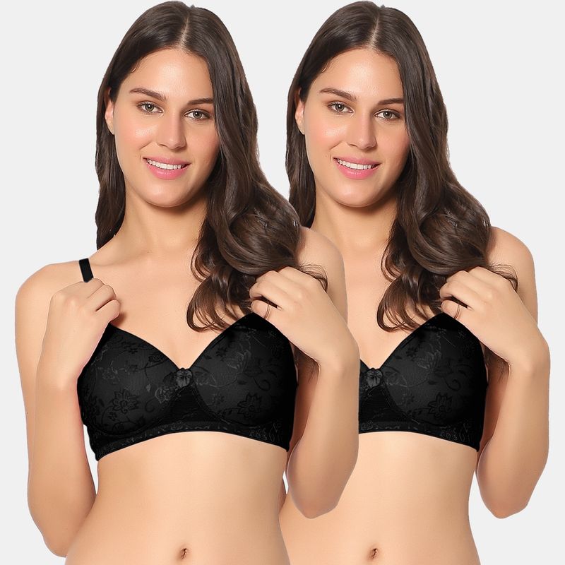 Sonari Soda Womens Padded T-Shirt Bra - Black (Pack of 2) (32B)