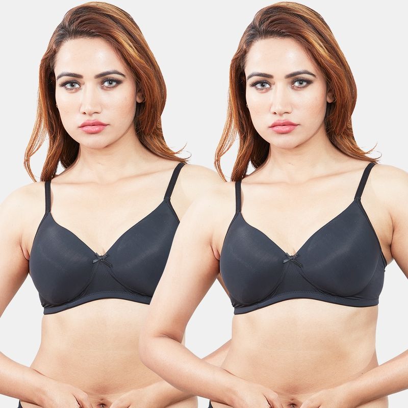 Sonari Yana Womens Padded T-Shirt Bra - Black (Pack of 2) (30B)